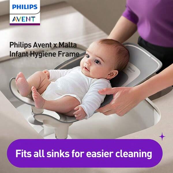 Philips Avent Avent Baby Bath Seat With Adjustable Height & Non-Slip Feet - Ergonomic Design, Soft Cushioned Support, Sturdy Construction For 0-3 Years | Easy-Clean Gray Bathing Chair For Bathtub Or Shower (Hygienic Infant Bathing Essentials)