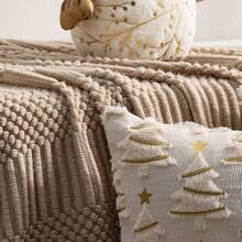 2pcs Quilted Plush Christmas Tree Pillow Covers, Christmas Style Suitable For Living Room, Bedroom, Sofa, All Seasons