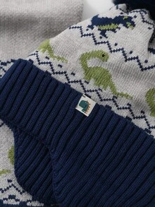 2pcs Dinosaur Kids Hat And Scarf Set, Cute Winter Knit Beanie And Neck Warmer For Baby Boys And Girls - Multicolor - View 7