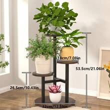 四层室内外植物架，金属木质结构，适用于各种室内植物，转角多层花草架，适用于阳台、花园、露台等场所。