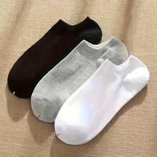 10 Pairs Of Solid Color Socks, Available In Black/White/Gray, Low Cut Casual Socks, Suitable For Daily Wear, Work, Commuting And Other Scenarios - Black - View 6