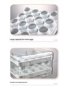 1pc Sliding Egg Storage Box, Refrigerator Side Door Egg Holder For Kitchen, Egg Rolling Rack, Holds 30 Eggs, Convenient And Space-Saving, Simple And Practical, Essential Egg Storage Container For Home - Transparent Double Layer 32 Grids - View 9
