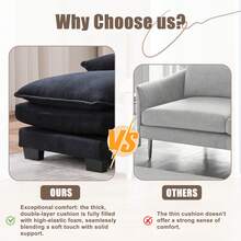 U Shaped Cloud Couch, 110" Chenille Comfy 4 Seat Sectional Couches For Living Room, Modular Sofa Sleeper With Double Chaise & Memory Foam For Apartment - 黑色 - 查看 5