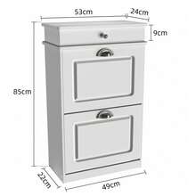 2-Tier Shoe Cabinet With 1 Drawer, Shoe Storage Cabinet, Shoe Chest, 53 * 22 * 85 Cm - 白色 - 查看 9