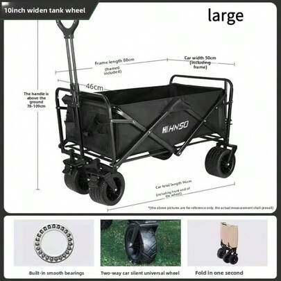 Carrito plegable de gran capacidad para camping al aire libre, mercadillo, sitio de turismo y camping
