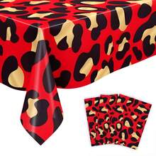 1/3pcs Leopard Print Plastic Tablecloth, Purple/Red/Pink Leopard Pattern, Disposable Hunting Animal Leopard Print Party Decoration, Bridal Shower, Wedding, Birthday Party Supplies