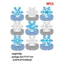 9 件雪花蜂窝桌面装饰雪花冰雪奇缘桌面装饰桌面装饰冰雪奇缘冬季仙境派对装饰冬季派对中心装饰雪花主题圣诞节生日派对用品 - 彩色 - 查看 9