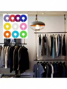 10pcs Reusable Wardrobe Dividers, Closet Organizer Labels, Space-Saving Wardrobe Partitions, Round Clothing Size Separators, Suitable For Retail Stores And Home Use - Multicolor - View 5