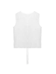 法式软系带无袖白色上衣 - 白色 - 查看 11