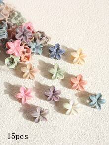 15/20/30pcs Mini Flower Shaped Claw Clips, Brown Tone Small Hair Clips For Bangs & Flyaways Beach Accessories Summer Outfits,Festival,Party - Multicolor - View 7