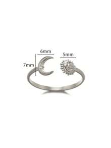 Fashion Pink Sun Stainless Steel Open Rings For Women, 18K Gold-Plated Anti Fading Finger Ring, Golden Wedding Jewelry Party Accessories, Christmas Gifts For Best Friends/Mom