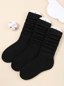 1/3 Pairs Women's Fall Autumn Winter Warm Slouch Knit Socks Simple Solid Color Slouchy Socks Women Scrunch Socks Men's And Women's Crew Socks Bubble Pile Socks Black, White & Gray Compression Socks Comfortable, Breathable, Fashionable Perfect Gifts For Hiking, Back To School, Halloween & Christmas Xmas