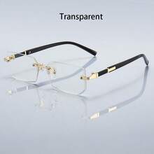 奢华无框矩形渐变镜片男女通用时尚眼镜，金属镜框，设计师品牌时尚眼镜，夏季柔和色调，优雅美学，度假装扮，热带海滩度假风，经典摩托车驾驶眼镜，男士时尚眼镜 - 101 - 查看 18