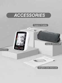Blood Pressure Monitor – Automatic Upper Arm BP Machine With Large Cuff (8.5–16.5 In), Backlit Display, Digital, Irregular Heartbeat Detector – Tensiometro For Home Use - 黑色 - 查看 4