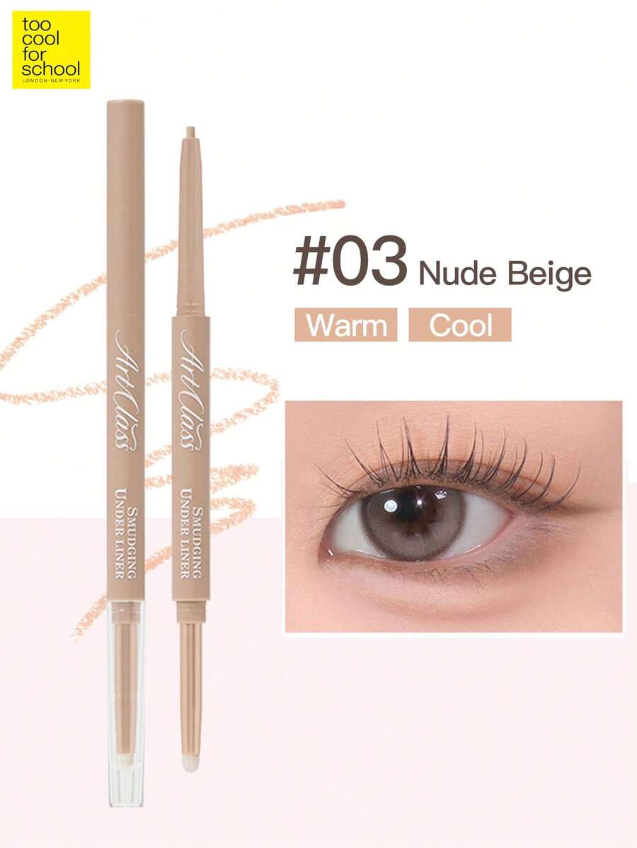 Too Cool for School 2mm Artclass Smudging Under Liner Pencil, With Smudging Brush Head, Under Eyeliner & Eye Shading Pencil, Under Eye Shadowing , Waterproof , Matte & Smooth, Eye Shadow Applicator Stick , Multi-Dimensional Eyes Look Cream Eye Shadow Stick, Eye Pencil, Blendable Eyeshadow Stick & Eyeliner Pencil, Soft & Natural Blending, Delicate Texture, Smooth, Daily Makeup,K Beauty - #03 Nude Beige - 查看 1