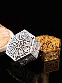 Hexagonal Plastic Jewelry Storage Box, Gold Plated European Style. Suitable For Storing Fashionable Jewelry For Parties, Weddings And Celebrations, Wedding Gift Box For Various Festivals, Birthdays And Party Decorations
