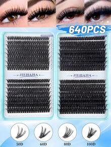 640PCS Personal Eyelash Bundle High Volume 10D-40D/30D+40D+50D+60D/50D+60D+80D+100 10-16mm DIY Eyelash Bundle Extra Thick, Natural Look And Density, Ultra Soft, Ultra Lightweight Reusable Individual Split False Eyelash Eyelash Extension Kit For Use At Home Or In Your Daily Life, Weddings, Appointments, Parties, Music Festivals, And Christmas,Individual Eyelashes,Cluster Lashes,Lashes,640/448/576/570/544/560/240/184/120pcs - 彩色 - 查看 12