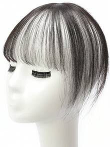 4x6CM Human Hair Swiss Net Invisible Breathable Hair Piece Straight Topper Increase Hair Volume For Ladies Quickly Two Styles Human Hair Bangs Wig - Natural-Looking Bangs Clip-In For Women Sleek Hairpiece Secure Clip Attachments - SNatural - Xem 7
