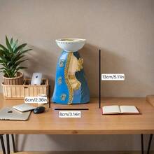 一件树脂斋月异国金线红衣美女回流香饰香炉，适用于客厅、卧室、餐桌等 - 藍色 - 查看 2