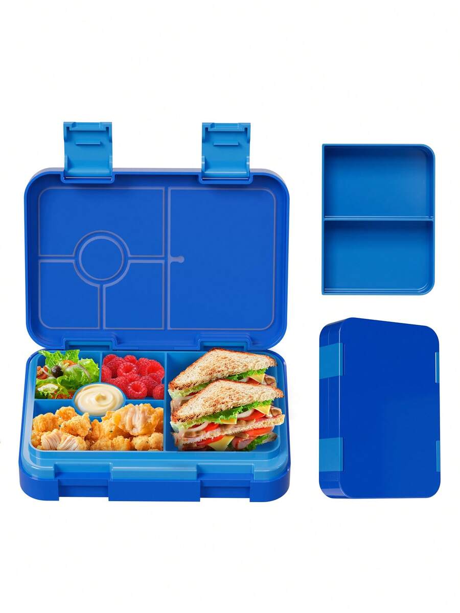 Bento Lunch Box – Leakproof Lunch Container with 5 Compartments, Reusable Meal Prep Snack Box, Portion Control Lunchbox for Kids & Adults, School, Office, Travel & Picnic Food Storage - 藍色 - 查看 1