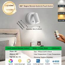 1 pieza Foco recargable con control remoto, luz de ambiente para fotografía de pared, sin cableado, sin perforación, sin instalación, luz inalámbrica de pared para decoración del hogar, luz de pared LED con control táctil