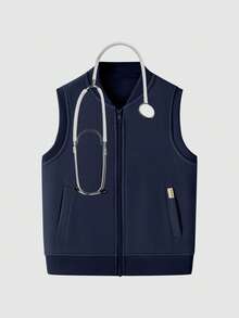 cimmuovere 女士保暖羊毛背心，带口袋，V 领，舒适的日常通勤穿着，适用于手术室、护士制服、医疗保健、牙科、宠物医院、实验室