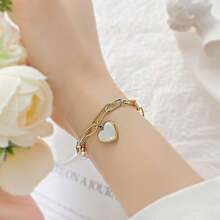 Charm Bracelet For Women Teen Girls, Verse Bracelet Stainless Steel 18K Gold Plated Bracelet Love Pendant Link Chain OT Clasp, Birthday Christmas Jewelry Gift For Mother Her - 3金2 - 查看 4