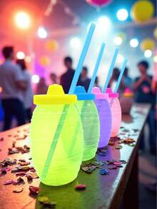 Barril Vitrolero de Plástico Dispensador Dulcero Exhibidor Fiestas Capacidad 500ml Colores Neón paquete 10 piezas Almacenaje Alimentos Dulces Bebidas Portátil Organización Eventos Colorido - Transparente - Ver 3