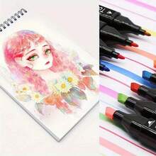 60 Colors Dual Tip Permanent Markers Set Professional Art Markers For Adult Coloring Sketching Illustration Underlining Ideal Halloween Christmas Gifts - 升級款60色套裝 - 查看 9