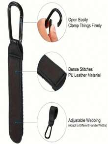 1PC PU Leather High Load Capacity Stroller Hook; Deluxe Universal Stroller Hook Accessories; Portable Carriage Bag Storage Stroller Clip, Premium Stroller Hook; High Load Universal Stroller Hook Accessories; Portable Stroller Bag Storage Stroller Hook, Faux Leather Stroller Hook, Multi-Functional And Durable Bag Rack, Convenient For Shopping And Traveling, The Perfect Gift For Parents. (Color Style Random) - Multicolor - View 5