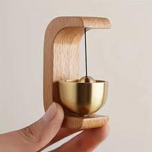 1 Piece Elegant Japanese Wooden Wind Chime - Wireless Brass Doorbell With Magnetic Mount, Easy Installation For Home And Commercial, Door And Wall Decorative Hanging Chime Also Comes With Adhesive Stickers - 金色 - 查看 11