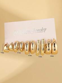 2pcs-30pcs Fashion Elegant New Multi-Element Asymmetrical Shaped Earring Set, Lightweight CCB Material, C-Shape And Teardrop Design, All-In-One Set To Meet Women's Daily Outfit Needs