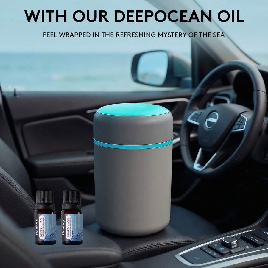 Mini Car Humidifier + DeepOcean™ Oil*1 | Refresh & Purify Kit For Smoky Cars – Aromatherapy Diffuser With Ocean Scent For Driving Relaxation Dazzle Color Humidifier + Aroma Diffuser + DeepOcean Essential Oil - Xanh đậm - Xem 1