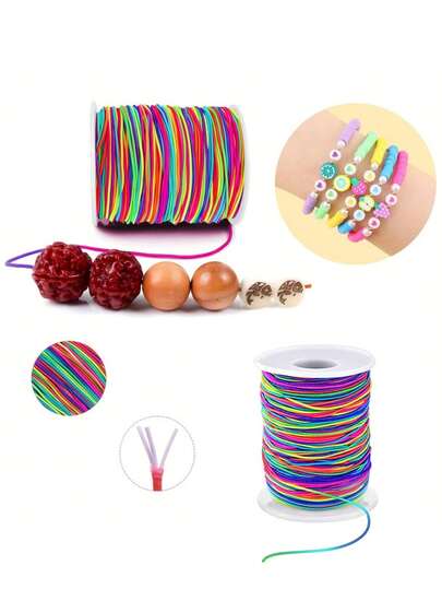 1 Stücke dehnbare & robuste Regenbogen-Elastikschnüre - ideal für DIY Schmuckherstellung, Perlenarbeiten und Basteln. Diese leuchtenden Regenbogenschnüre eignen sich perfekt zum Erstellen von Armbändern, Halsketten und geflochtenen Stücken, und dienen auch als zuverlässige Perlenschnüre und Fäden. Als unverzichtbares Handwerks-Zubehör vereinen sie Elastizität mit Strapazierfähigkeit, was sie vielseitig für all Ihre Schmuck- und Bastel-Projekte einsetzbar macht.