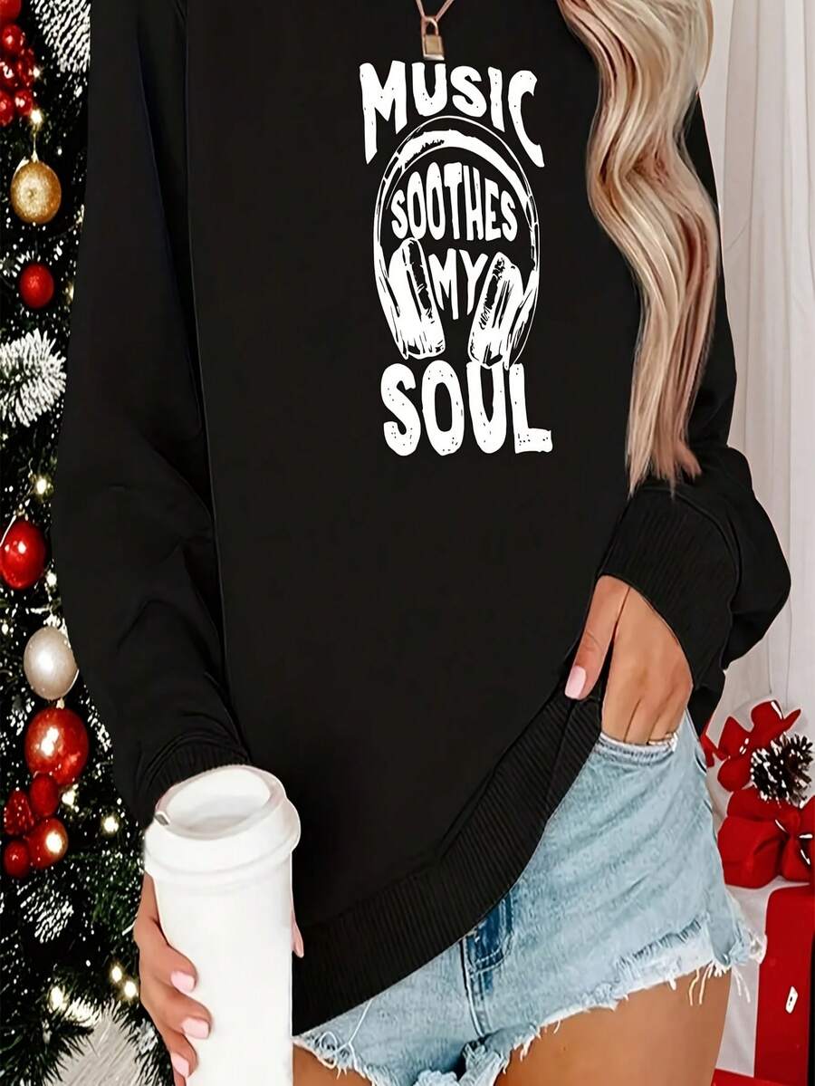 Women's NOPE Not Today Printed Sweatshirt - Cozy Fall/Winter Pullover, Long Sleeves, Crew Neck, Casual, Perfect For Halloween Party Outfits, Everyday Fall Fashion And Fall/Winter Outfits, Playful Design, Soft Fabric, Comfortable Material, Fashion Apparel