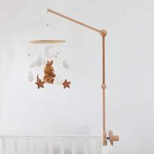 Upgraded Large Size Children's Room Decor Storage Bedding Accessories, Baby Crib Hanging Decor Bracket, Suitable For Various Cribs, Easy Assembly Detachable Hanging Bracket - Wood Color - View 2