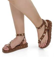 Loris Shoes Oficial Comfortable Flat Sandal With Spike Buckle 053-032 - 駝色 - 查看 2