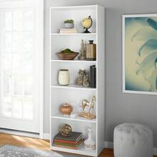 Mainstays 5-Shelf Bookcase With Adjustable Shelves, White