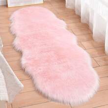 1pc Faux Fur Rug, Multiple Colors Available, 120cm Long X 60cm Wide, Non-Slip, Handwash & Machine Washable, Wavy Shaped Carpet For Living Room, Bedroom, Bedside, Sofa, Kids Room, Wedding, Christmas, Fireplace, Dining Table, Plush Soft Luxury Home Decor