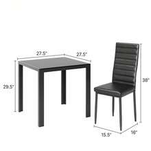 3 Piece Glass Dining Table Set, Kitchen And Chairs For 2, PU Leather Modern Room Sets For Home, Kitchen, Living Room - màu đen - Xem 7