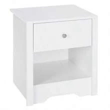 Modern Bedside Table, Nightstand With Drawer Shelf, End Table Living Room, Bedroom White - White + Aluminium Alloy - View 2