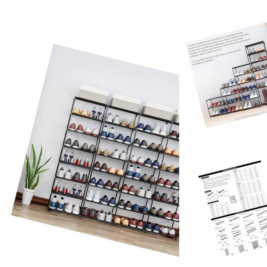 Large Capacity 8 - Tier Stackable Metal Shoe Rack For Adults, Ideal For Garage, Hallway & Office