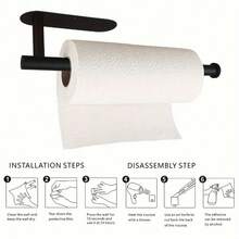 Self-Adhesive Paper Towel Holder For Kitchen Cabinet, RV Bathroom Tissue And Towel Holder - màu đen - Xem 2