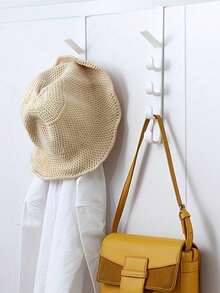 1pc White Plastic Door Hook, Modern Non Perforated Strong Hanger, Suitable For Home Use