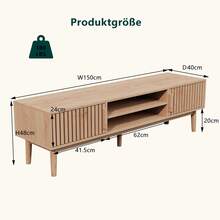 Meuble TV en bois 150 x 40 x 48 cm, tables de salon en bois avec compartiment ouvert, salle de réception, chambre, bureau, buffet bas, table d'appoint, table TV, salon (marron) - Tabac - Voir 2