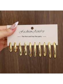 5 Pairs/10 Pairs New ABS Resin & CCB Exaggerated C-Shaped Water Drop Personalized Fashion Earring Set - New Model - View 9