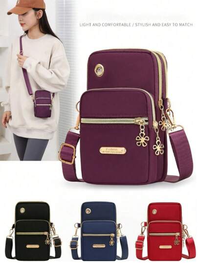 Women's Waterproof Nylon Crossbody Bags, Small Shoulder Bag For Mobile Phone, Sports Outdoor Running Wear Mobile Phone Arm Bag Men And Women Messenger Bag Wrist Bag Mini Ladies Coin Purse