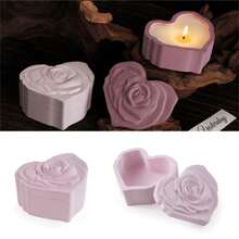 Heart Jar Resin Mold With Rose Lid Epoxy Resin Storage Box Casting Mould DIY Jewelry Trinket Candy Container Silicone Moulds Epoxy Concrete Cement Plaster Planter Candle Vessel Craft Molds