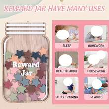 1 套 36 颗星的木制罐子星形奖励容器 - 适用于教室或家居装饰、星形奖励罐、家居装饰、桌面装饰、趣味星形礼物、分数奖励、自律奖励罐、木制装饰、木制星形奖励杯，旨在通过装饰性奖励制度鼓励积极行为，适用于教师和教室用品 - 彩色 - 查看 3