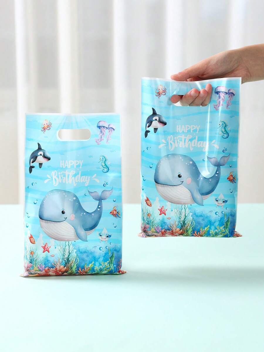 10/25/50 Stücke Meerestier Geschenktüte, Geschenkverpackungstüte, Unter-dem-Meer Party Gastgeschenktüte mit Wal, Qualle, Delfin Design, Tragetasche, Baby Dusche Kleine Geschenktüte, Geschenkverpackungstüte, 1. Geburtstag Party Deko, Gender Reveal Party Zubehör, Baby Jungen & Mädchen Party Deko, Baby Dusche Party Zubehör, Erste Geburtstag Party Deko